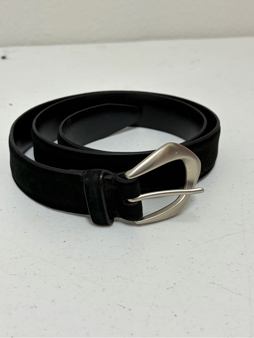 DANIEL CRAIG Italy Black suede - Genuine Leather Men Vintage Belt Size 40